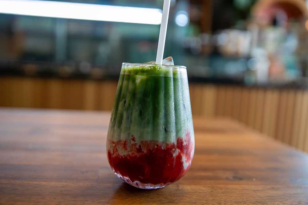 Strawberry Matcha at Pick a Cake, Hamilton