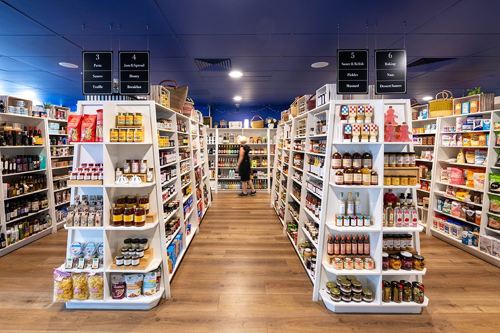 Aisles inside Rosalie Gourmet Market