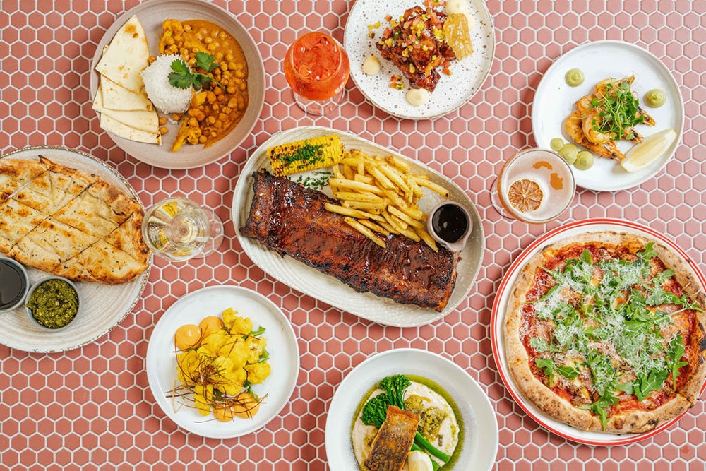 Table of dishes at Everton Park Hotel