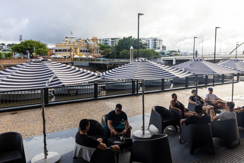 People sitting on terrace at Rise Bakery Newstead 