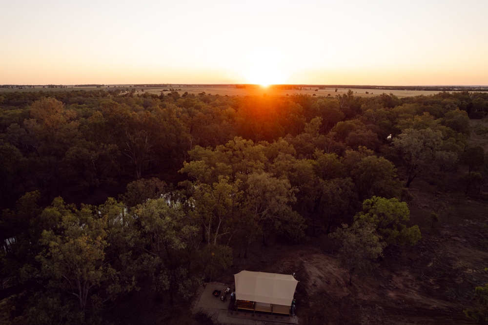 Sunset view of Riverbank Glamping Chinchilla 
