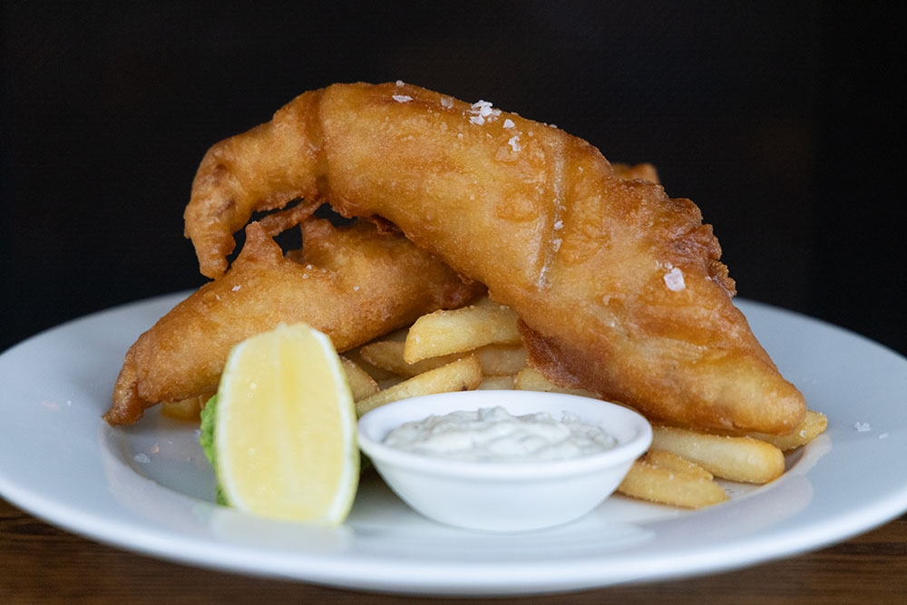 Fish & chips on a plate at The Rose & Crown South Brisbane