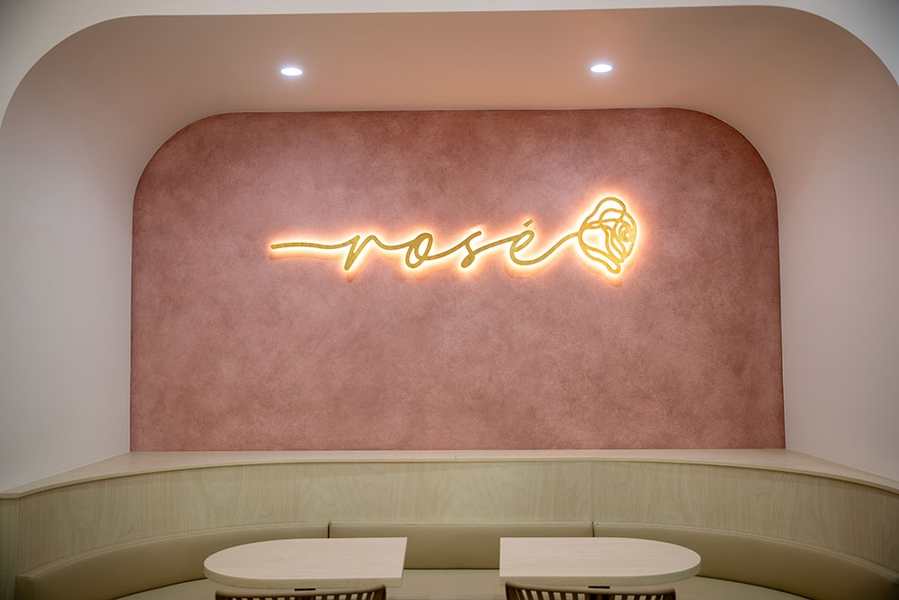 Booth seating Area in Rosé Gelateria
