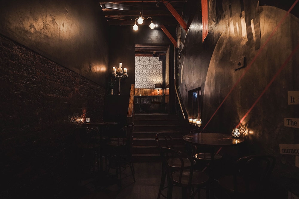 Dark wood panelling of Savile Row Fortitude Valley 