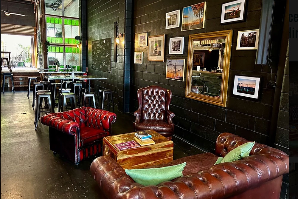 Leather Chesterfield couches inside New Tricks Albion