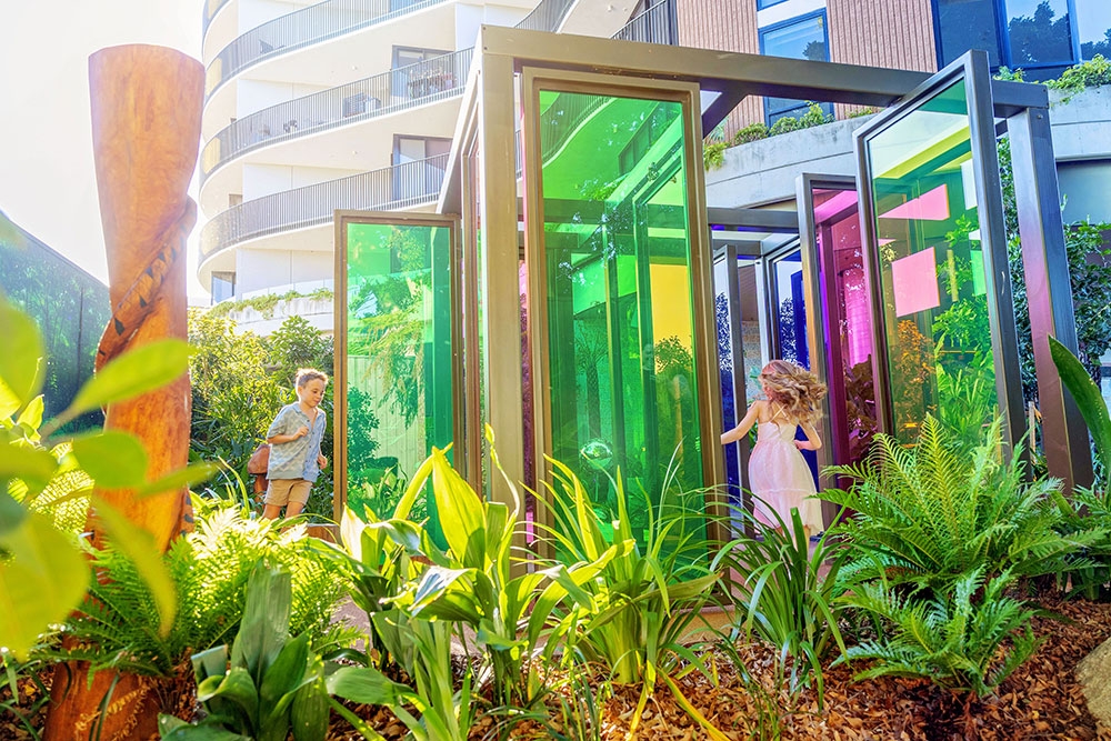 Coloured glass doors The Secret Garden South City Square
