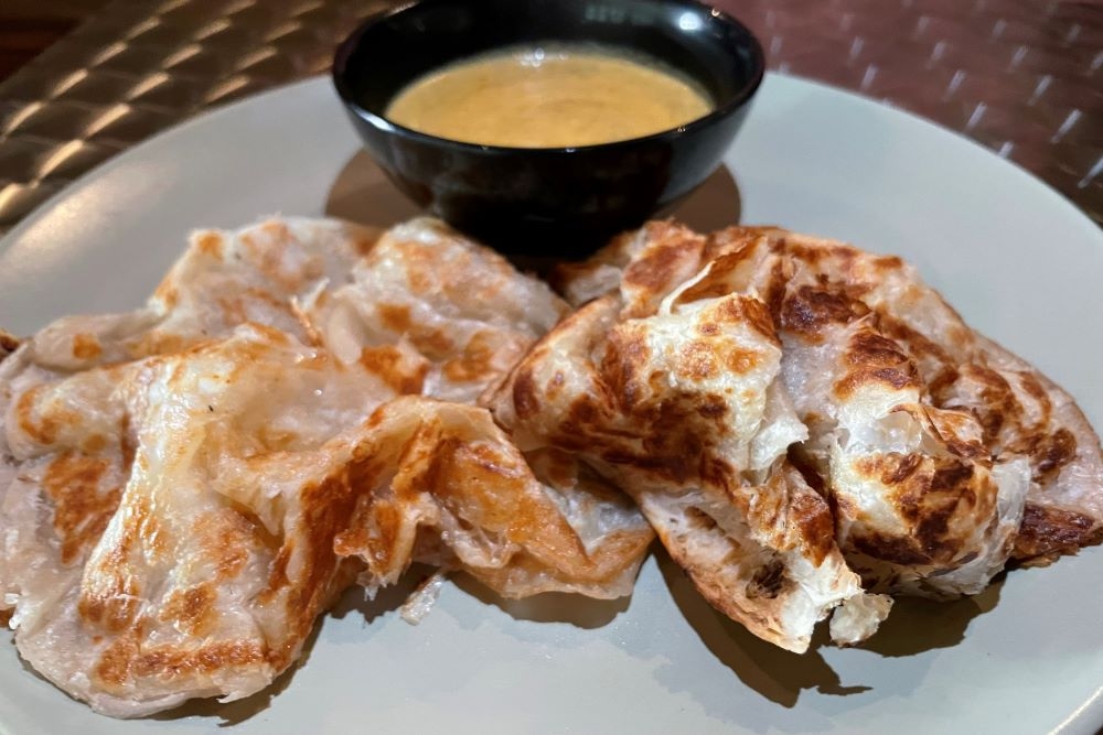 Roti Kari (fresh roti served with curry sauce) at Sendok Garpu, Brisbane