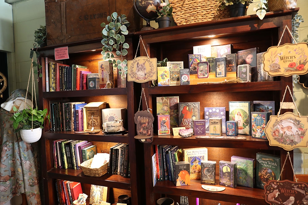 Shelves of wares at Spellbound Society