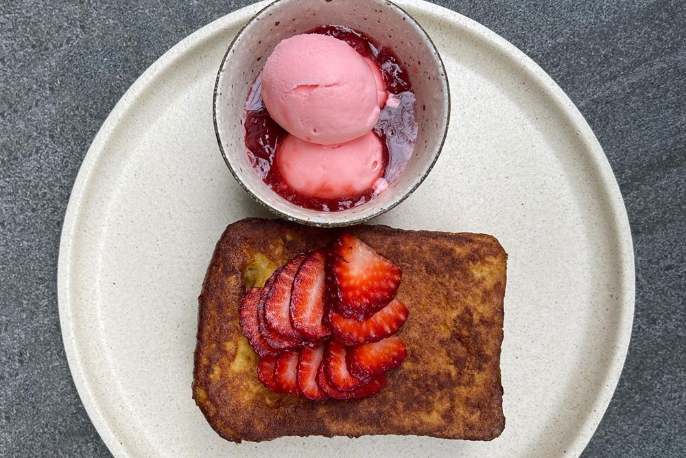 Strawberry sundae French toast at Spicers Balfour