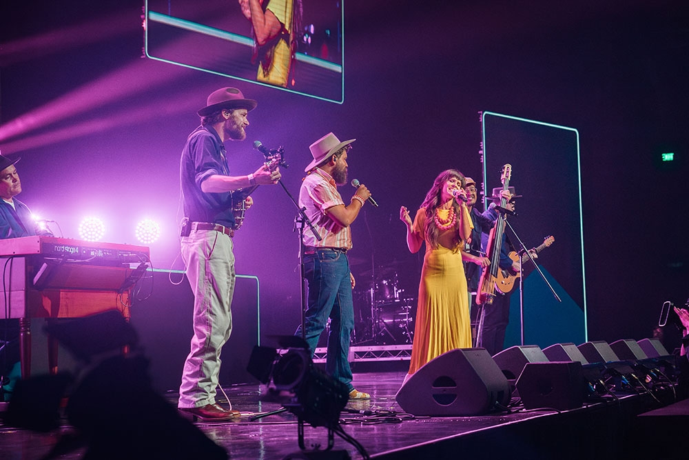 Musicians on stage at the Toyota Tamworth Country Music Festival