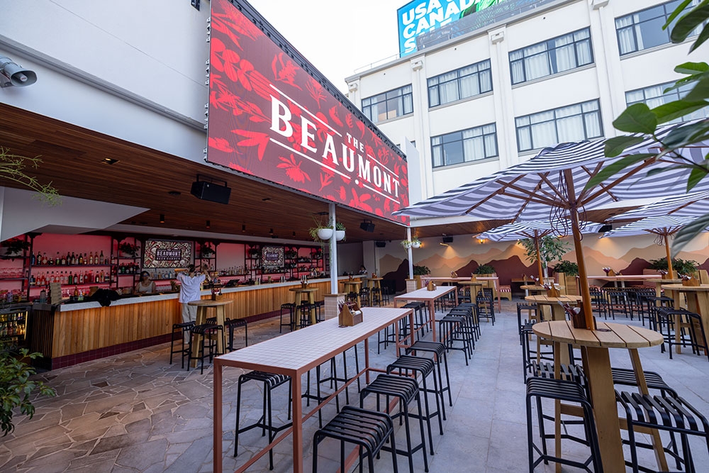 Bar area and tables at The Beaumont