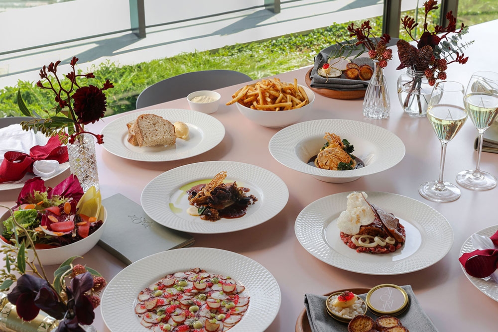 Table of dishes at Aloria