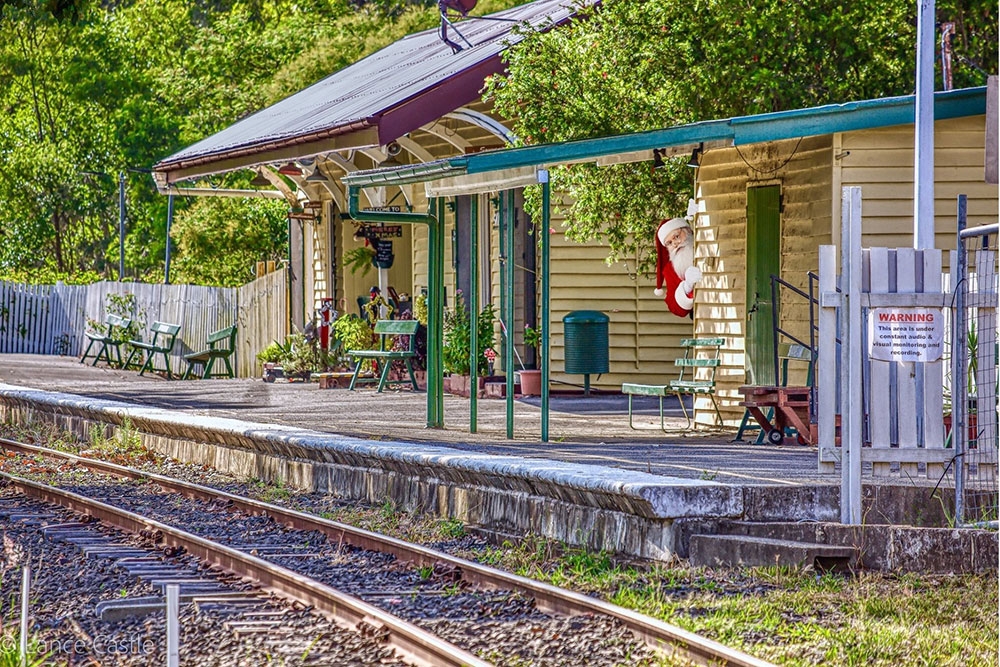 Santa peeking out at Swanbank Station