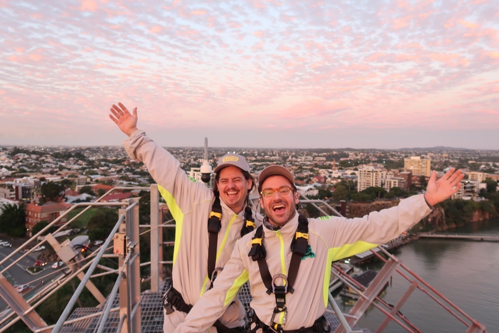 Men at top of Story Bridge