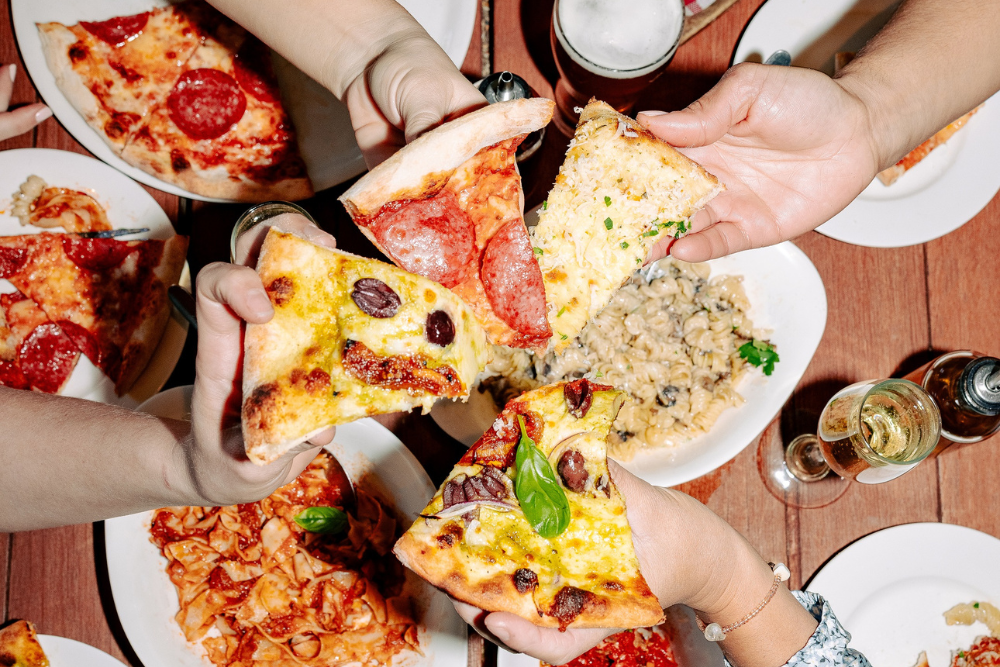 Slices of pizza at Vapiano Italian Restaurant, Ipswich