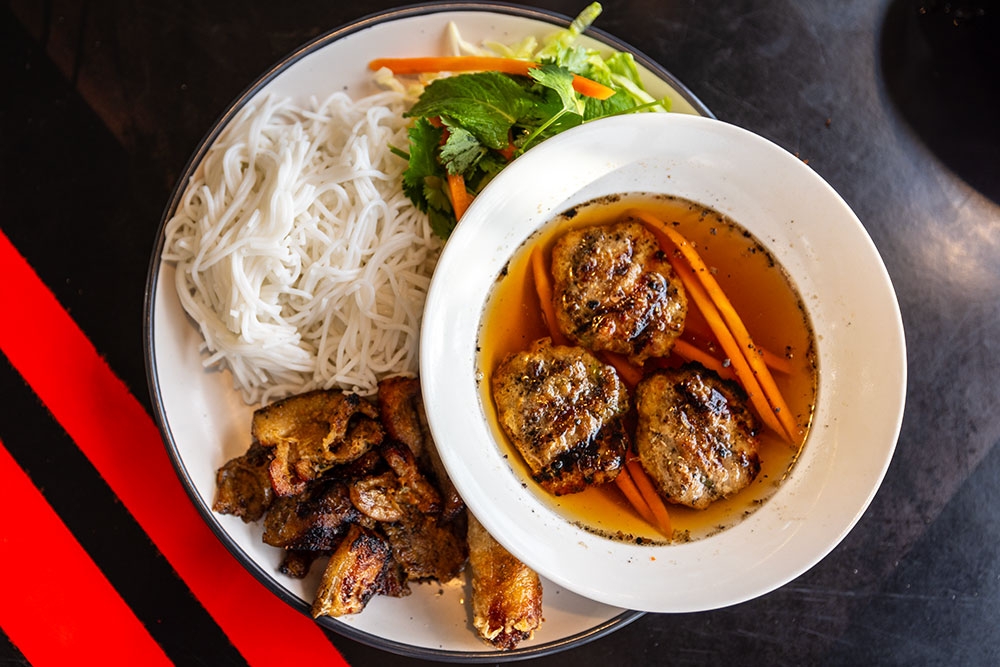 Vermicelli Noodle Salad (spring rolls, crispy pork belly and tofu) at Vietnam House Milton