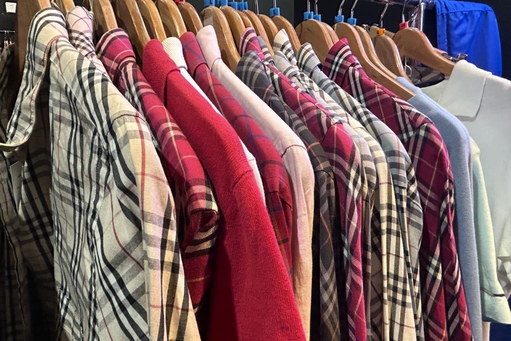 Rack of men's shirts inside Vintage Street, Stones Corner 