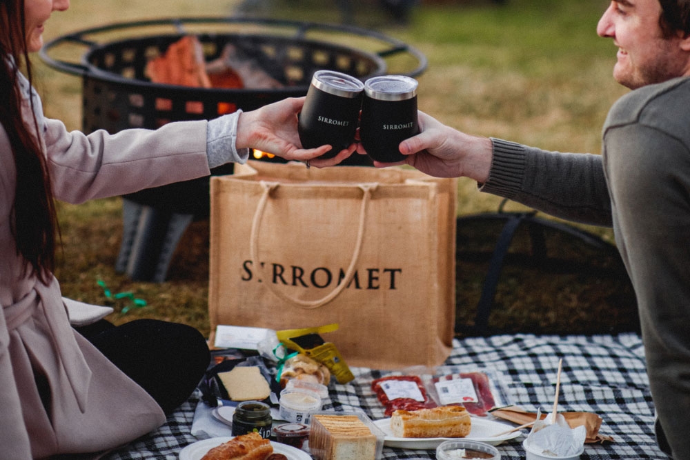 Food & drinks at fire pit experience 
