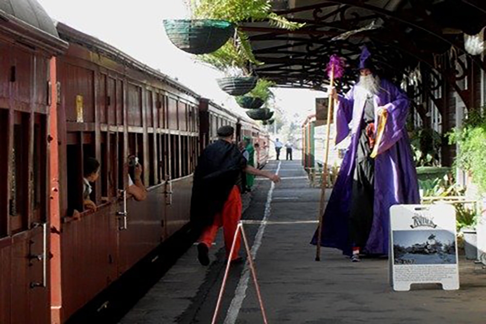 People on platform Wizard Express Mary Valley Rattler