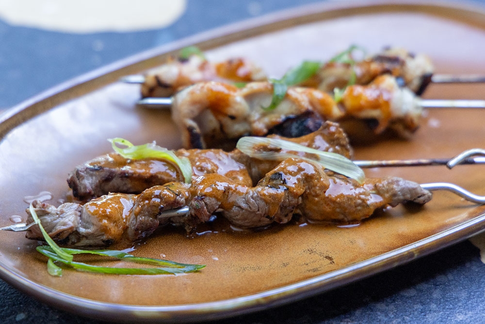 char grilled skewers at Zephyr Bar
