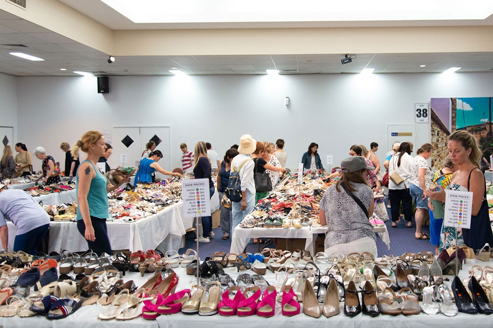 Shoppers at West End Shoe Sale