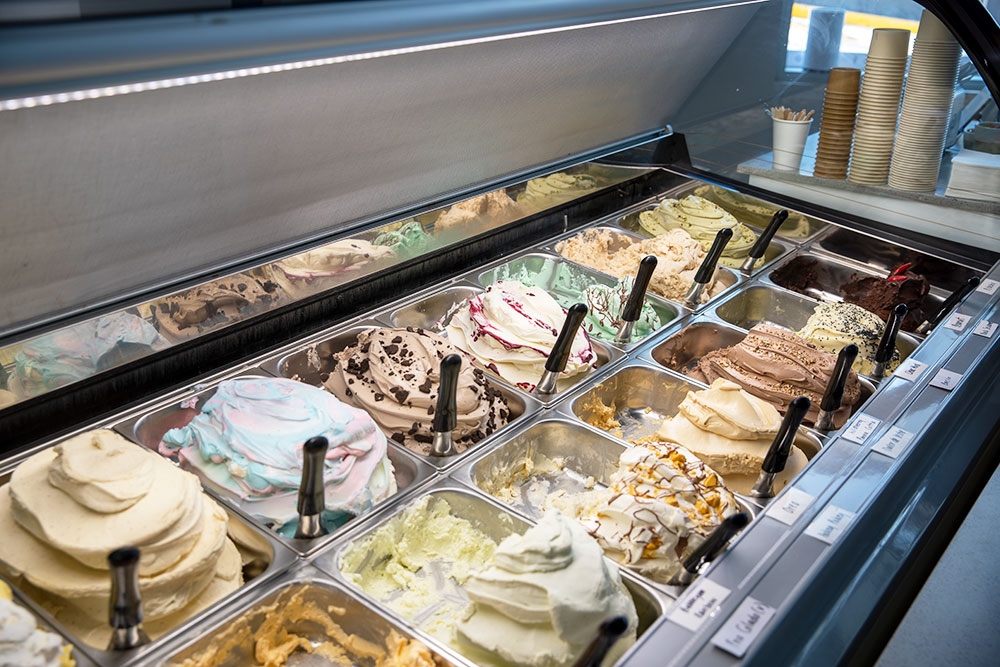 Gelatis in a freezer at Allora Newmarket 