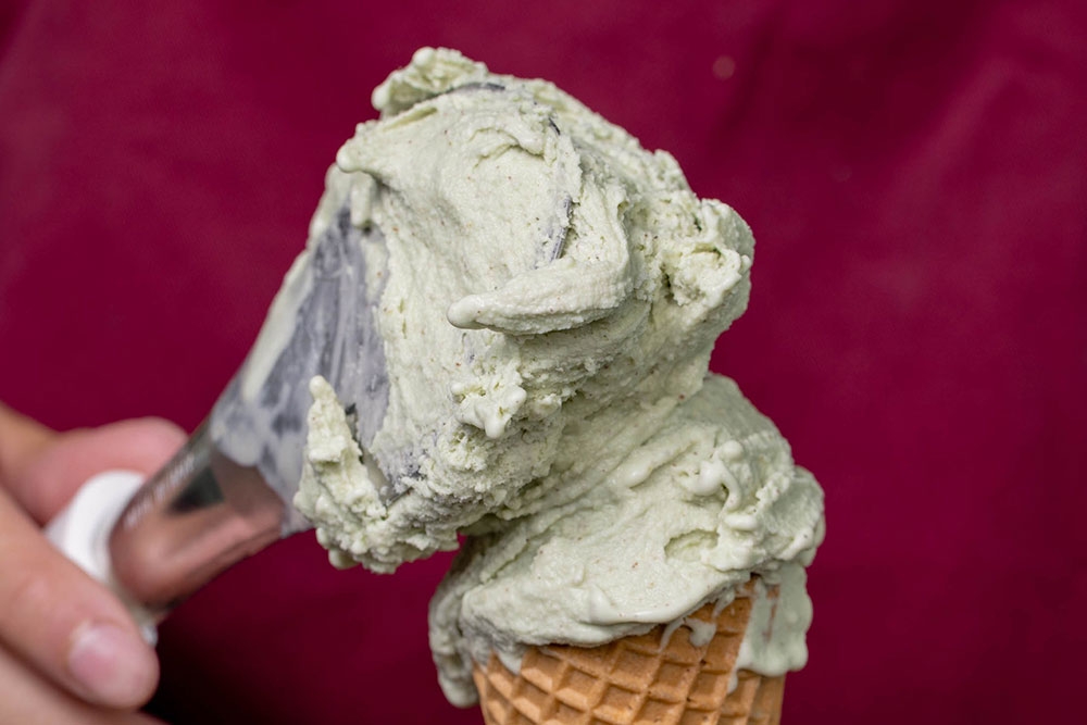 Scooping ice cream at ALIA Gelato