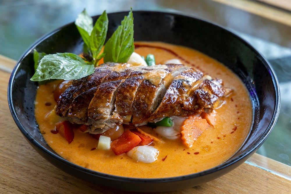 Bowl of curry and meat at Boo's Kitchen, Woolloongabba