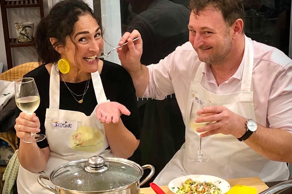 People eating pasta