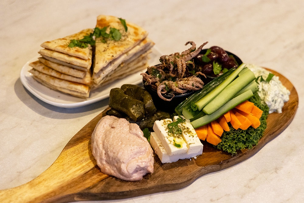 Plates of Greek board at Lefkas Taverna 