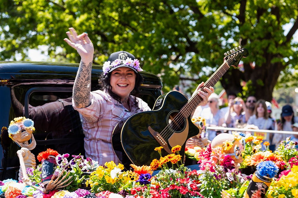 Woman playing guitar