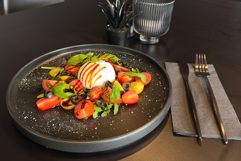 Burrata on plate Lumen Cafe Lounge