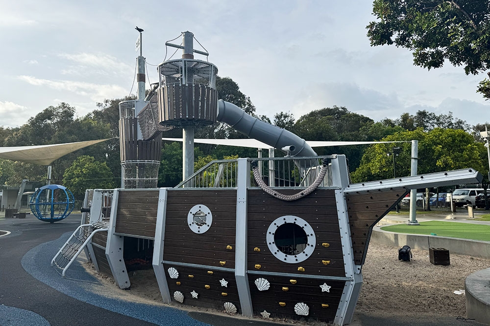 Pirate themed playground and beach cove in Palm Beach Parklands Gold Coast