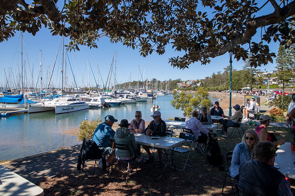 Riverside seating at Cafe La Mer, Manly