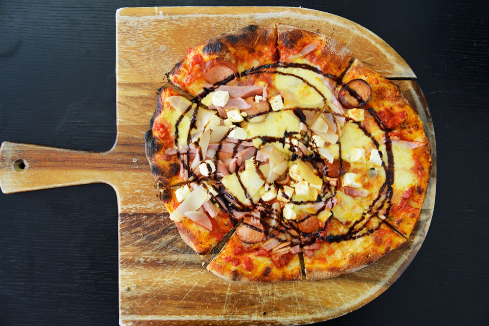 Pizza on a chopping board