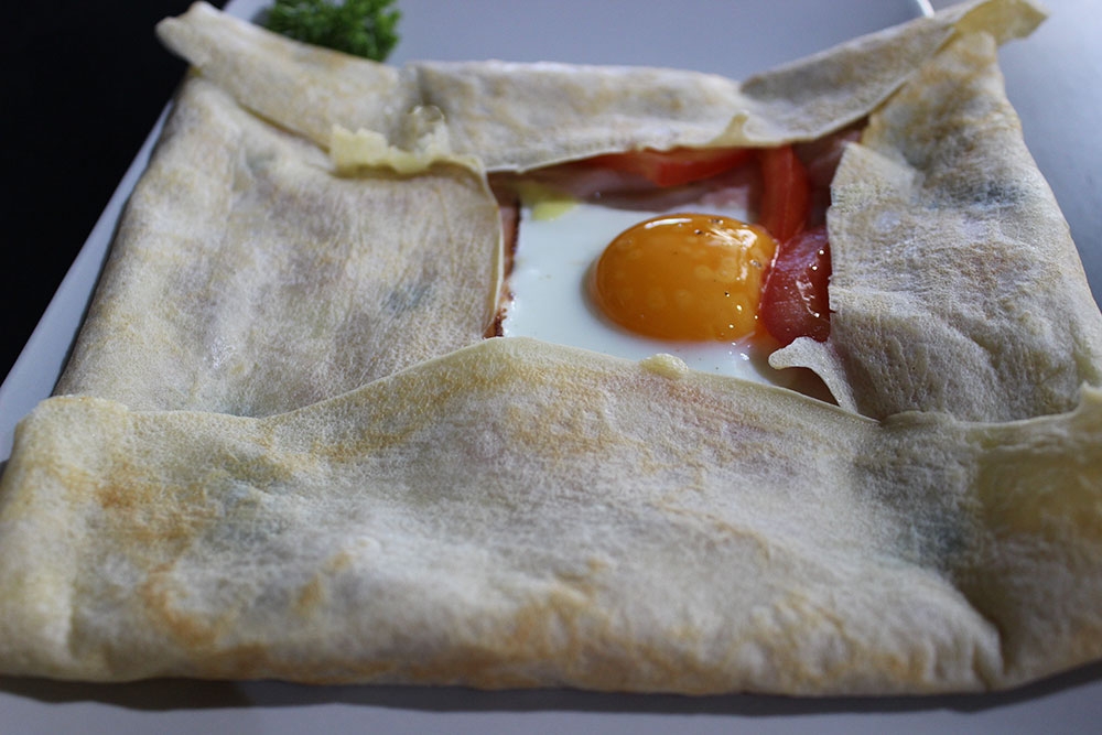 Savoury crepe with egg at Steel & Grind Mt Gravatt