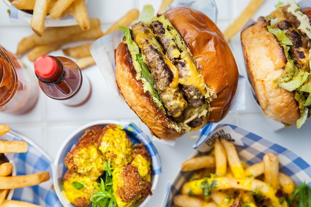 Selection of burgers, Super Combo, Bowen Hills