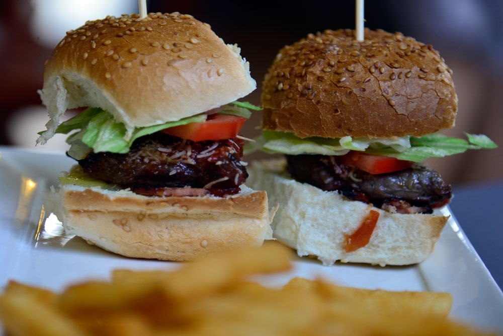 The Ulster Hotel's beef burger and chips on a plate