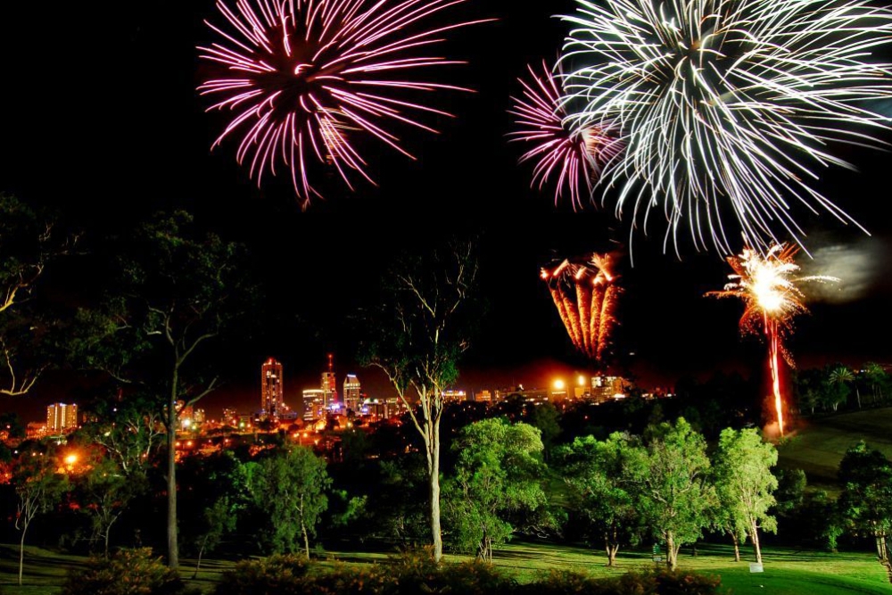 City fireworks view from Victoria Park