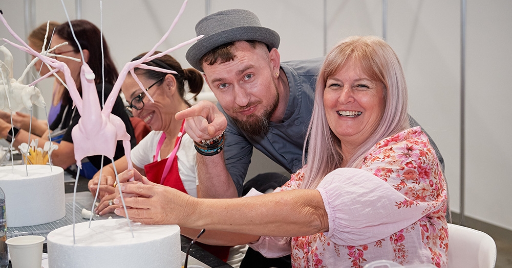 People in cake class