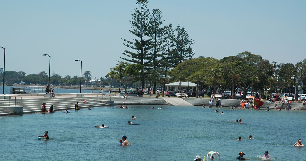Swimmers in tidal pool Wynnum