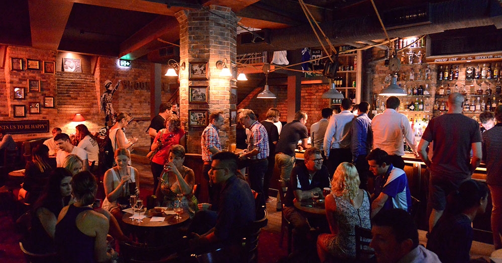 Patrons inside Brooklyn Standard bar