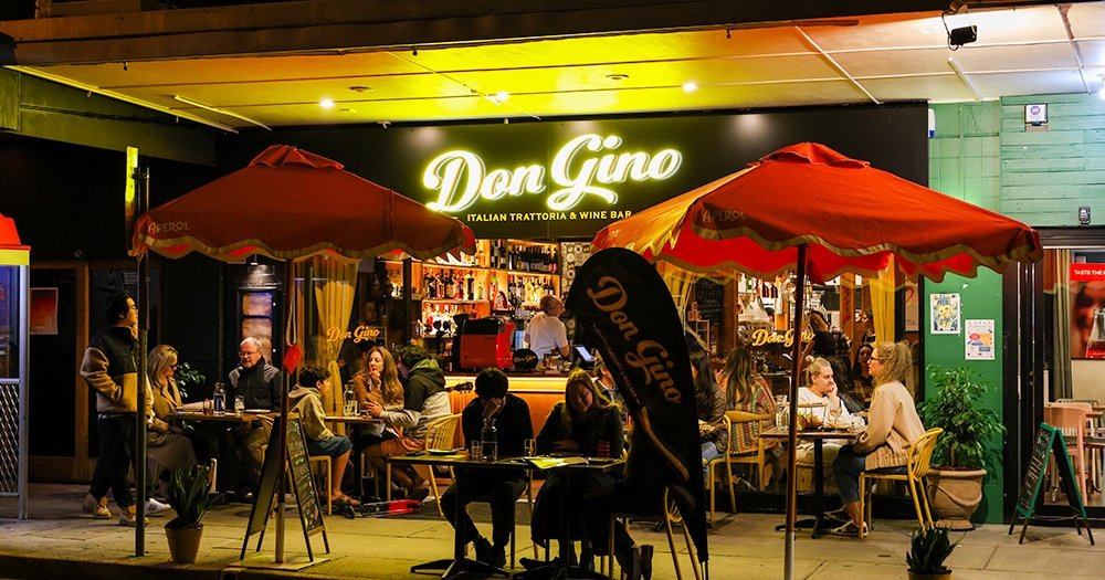 Tables on street at Don Gino West End
