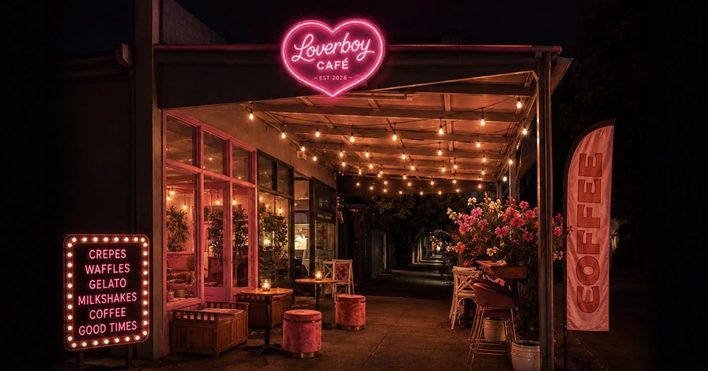 Night view of Loverboy Cafe
