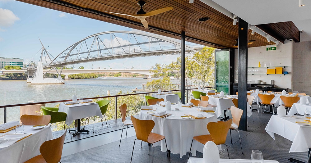 Tables at Otto Ristorante, South Bank overlooking the Brisbane River