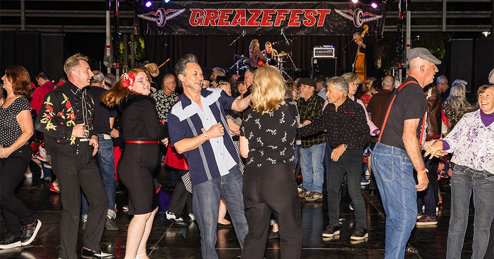 Crowd dancing at Greazefest